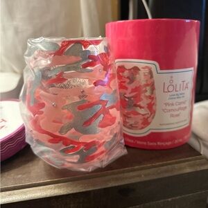 Enesco Lolita Pink and Silver Camouflage Wine Glass
